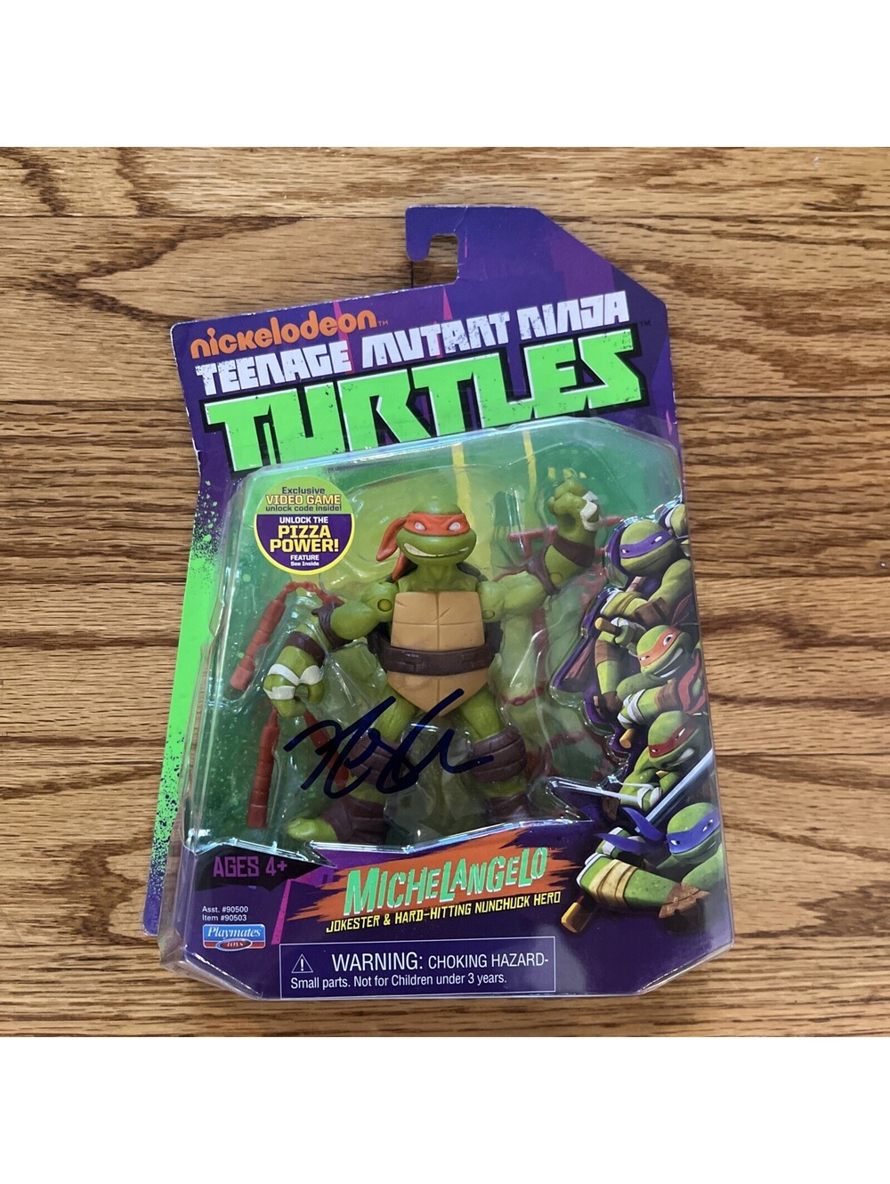 Signed Teenage Mutant Ninja Turtle Michelangelo Figure 2012 Nickelodeon New